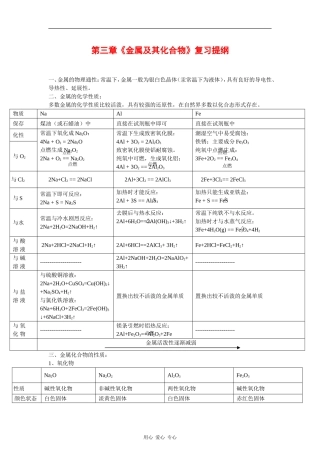 高中化学：第三章《金属及其化合物》教案（新人教版必修1）河北地区专用