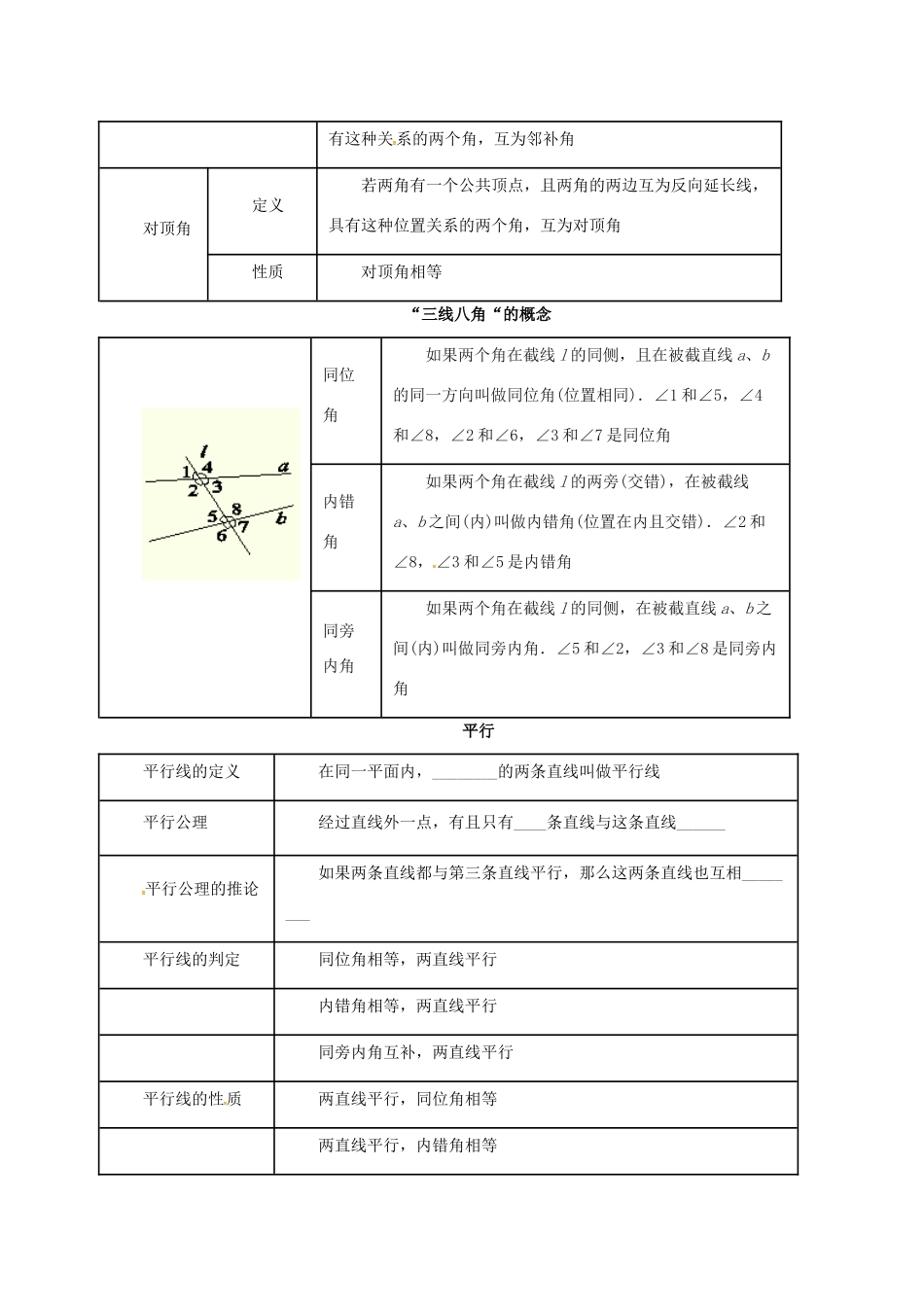 中考数学一轮复习 第17讲 几何初步及平行线、相交线教案-人教版初中九年级全册数学教案_第3页