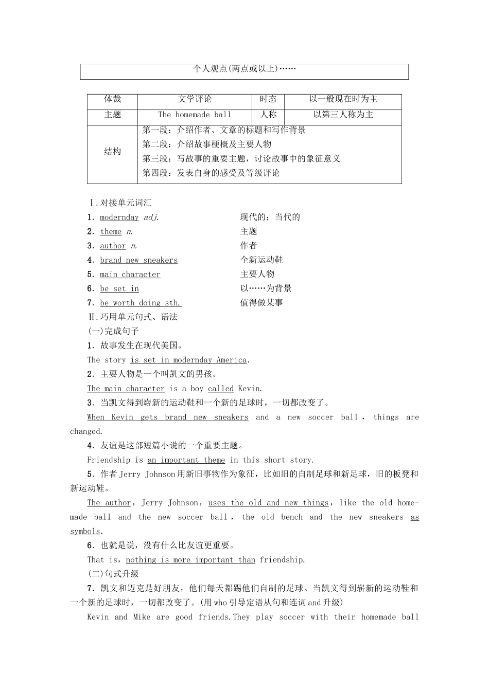 高中英语 Unit 1 The written word Section Ⅶ Writing——如何写文学评论教案（含解析）牛津译林版选修8-牛津版高二选修8英语教案_第2页