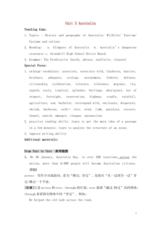 高中英语 Unit 3《Australia》教案3 新人教版选修9