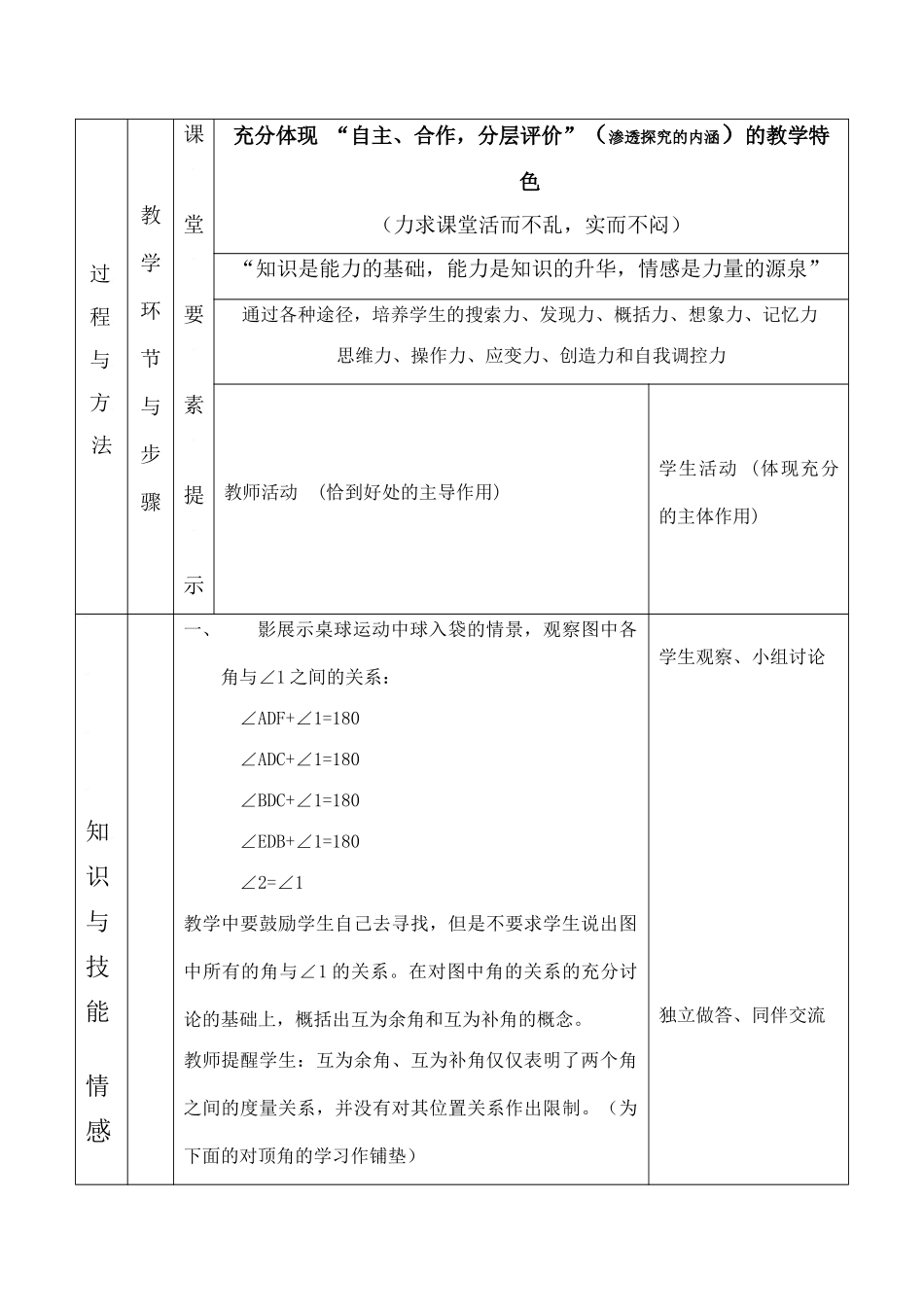 云南省昆明南洋中学部执行新授课七年级数学17 台球桌面上的角教案新人教版_第2页