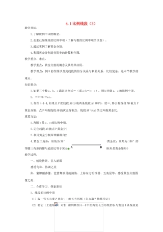 浙江省慈溪市横河初级中学九年级数学上册 4.1比例线段教案（3） 浙教版