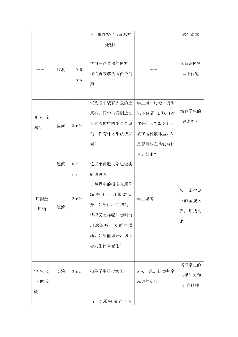 高中化学 钠与水的反应13 钠与水反应教学设计-人教版高一全册化学教案_第3页