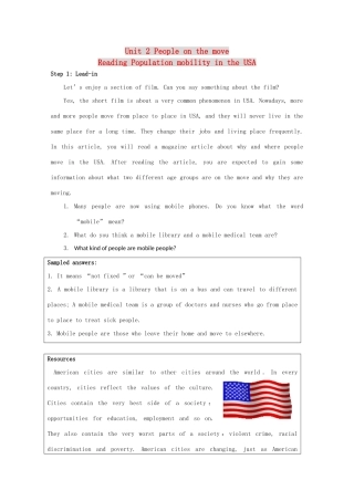 高中英语 Unit2 People on the move-reading精品教案 牛津译林版选修10