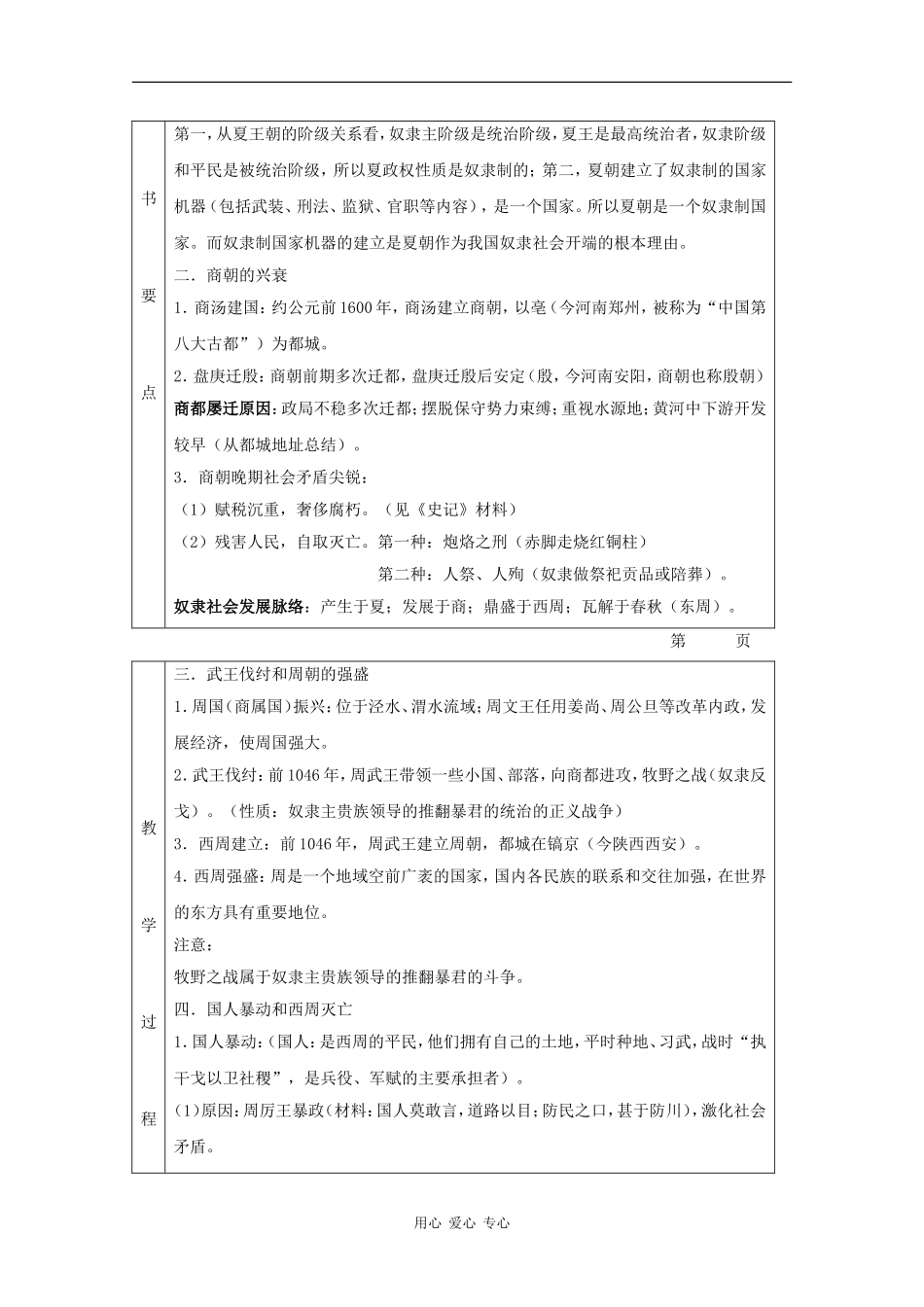 高中历史：1.2《夏、商、西周的更替和制度》教案（1）（旧人教版高三）_第2页