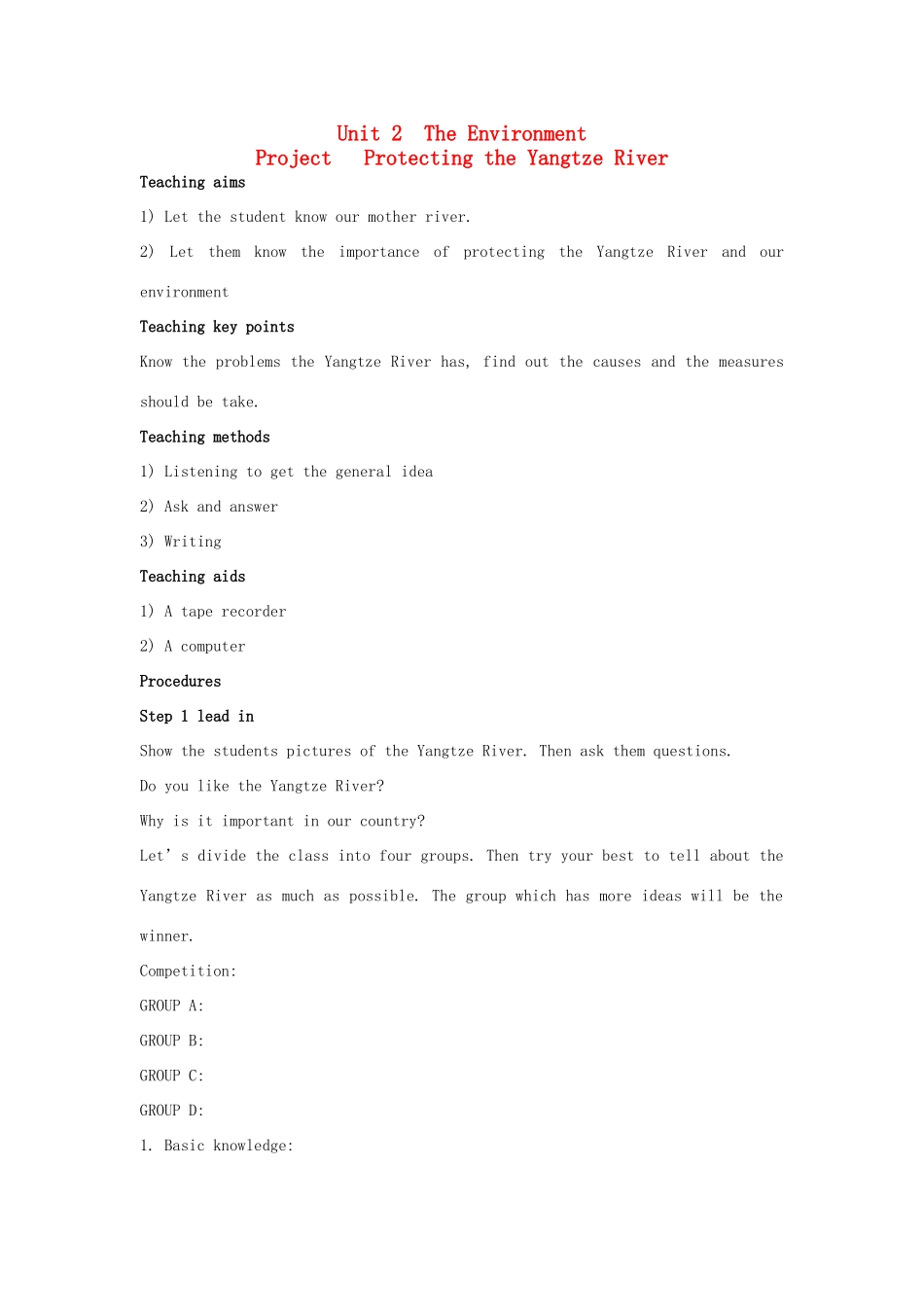 高中英语 Unit3 Science and nature Project教案2 牛津译林版必修5-牛津版高二必修5英语教案_第1页