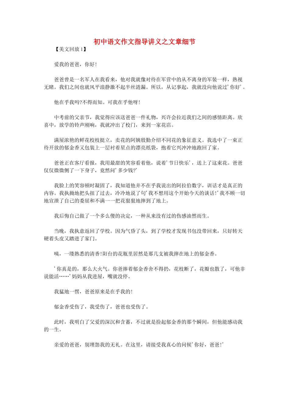 初中语文作文指导讲义 文章细节_第1页