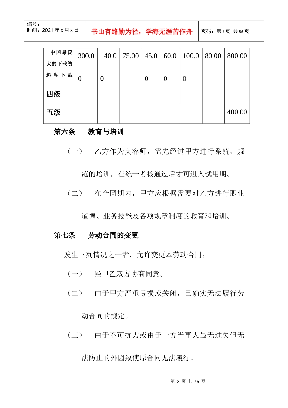 【劳动合同—美容美发化妆行业--美容院工作流程】_第3页