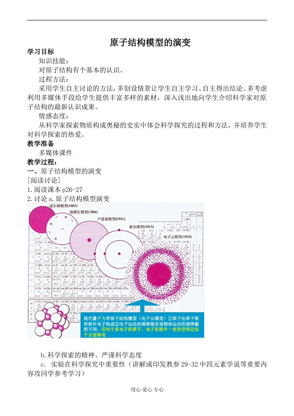 高中化学苏教版必修1原子结构模型的演变教案_第1页