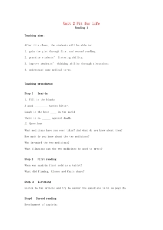 高中英语 Unit2 Reading教案1 牛津译林版选修7-牛津版高二选修7英语教案