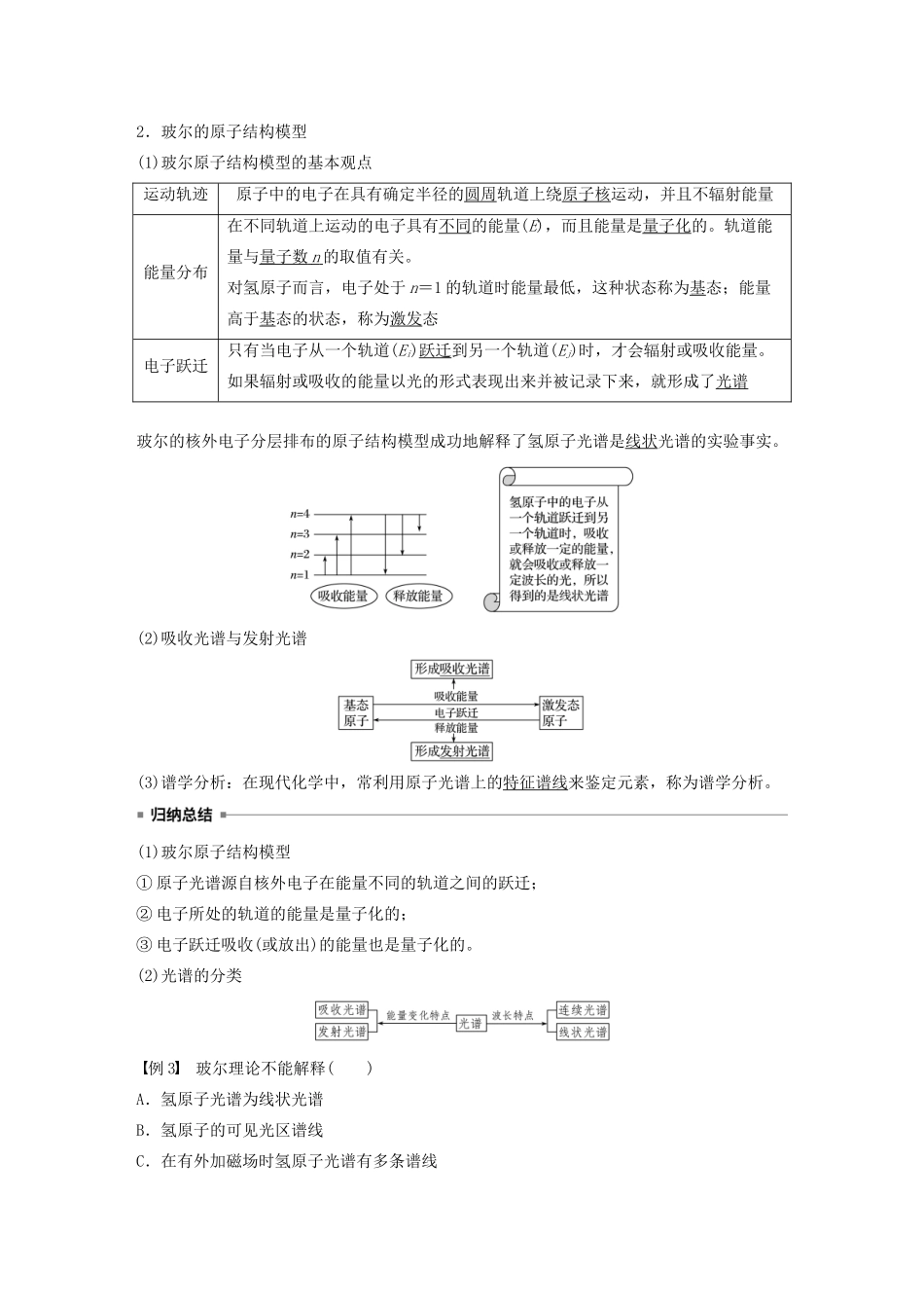 高中化学 第1章 第1节 原子结构模型 第1课时 氢原子光谱和玻尔的原子结构模型教案 鲁科版选修3-鲁科版高二选修3化学教案_第3页