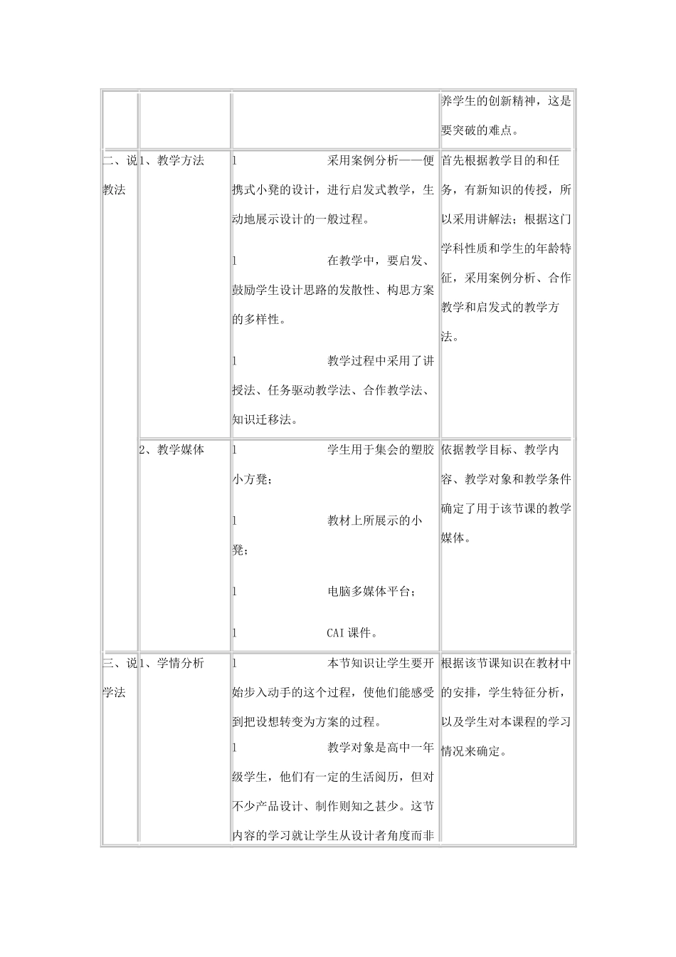高中通用技术《设计的一般过程》说课稿 苏教版必修1_第3页