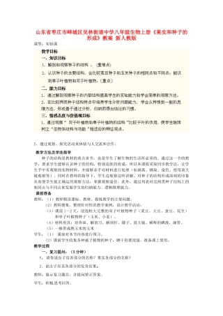 山东省枣庄市峄城区吴林街道中学八年级生物上册《果实和种子的形成》教案 新人教版