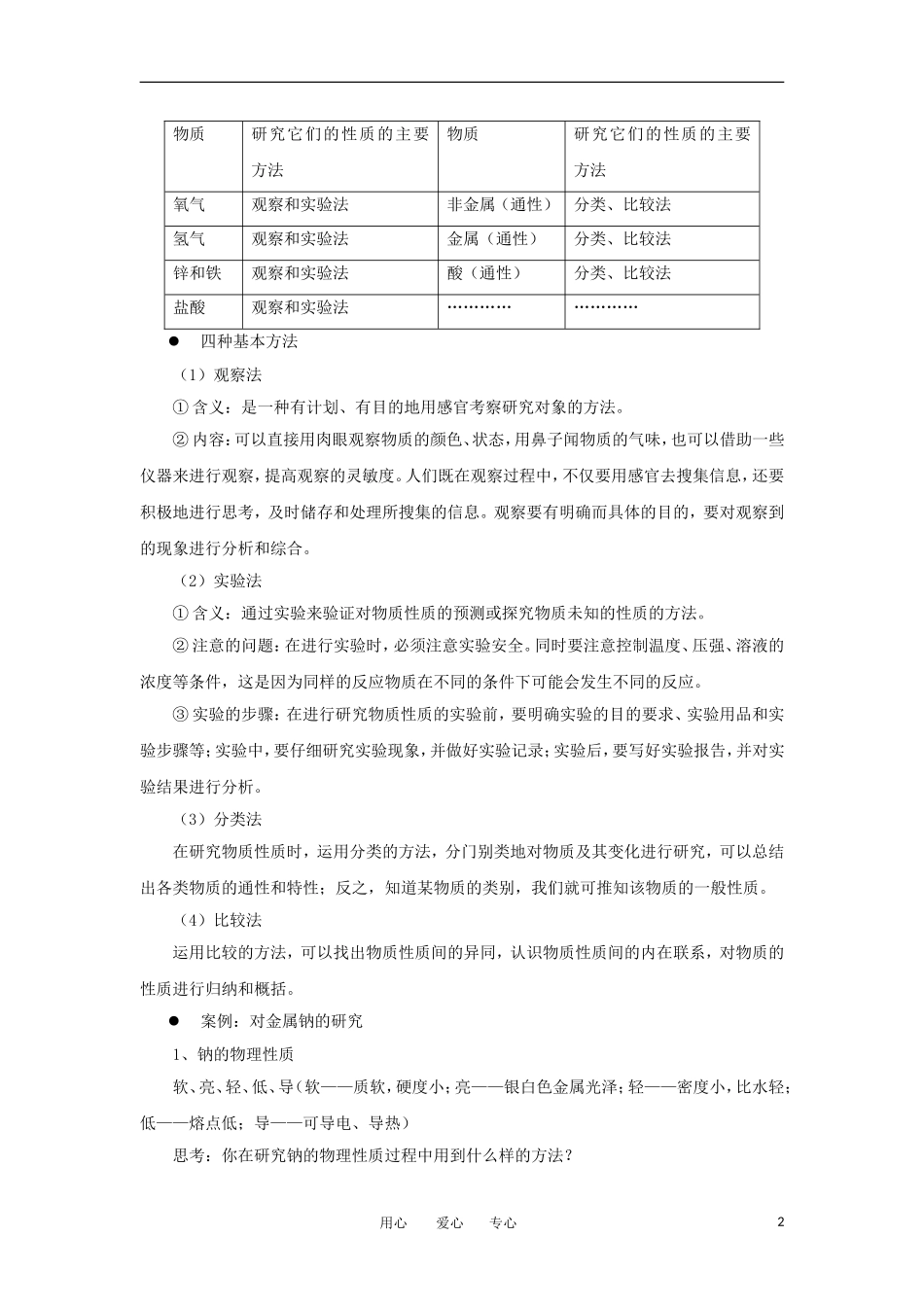 高中化学《研究物质性质的方法和程序》教案4 鲁科版必修1_第2页