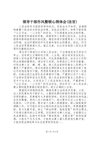 领导干部作风整顿心得体会(法官)