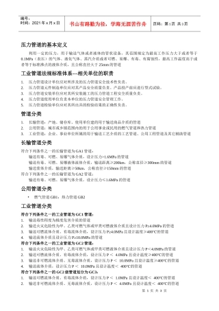 工业管道法规标准体系---相关单位的职责