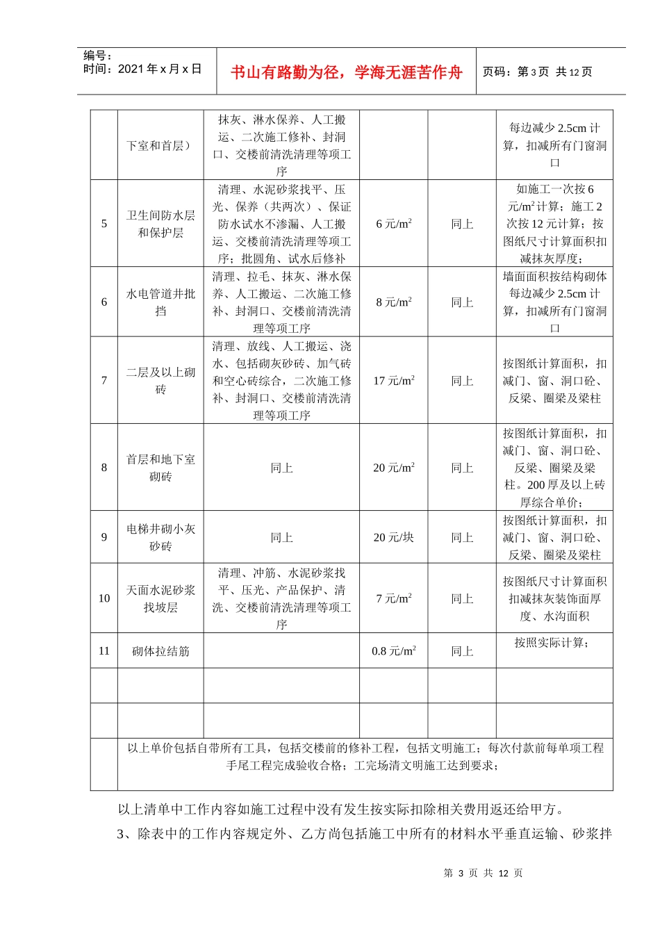 A3栋室内砌砖批挡及外墙工程分包合同_第3页