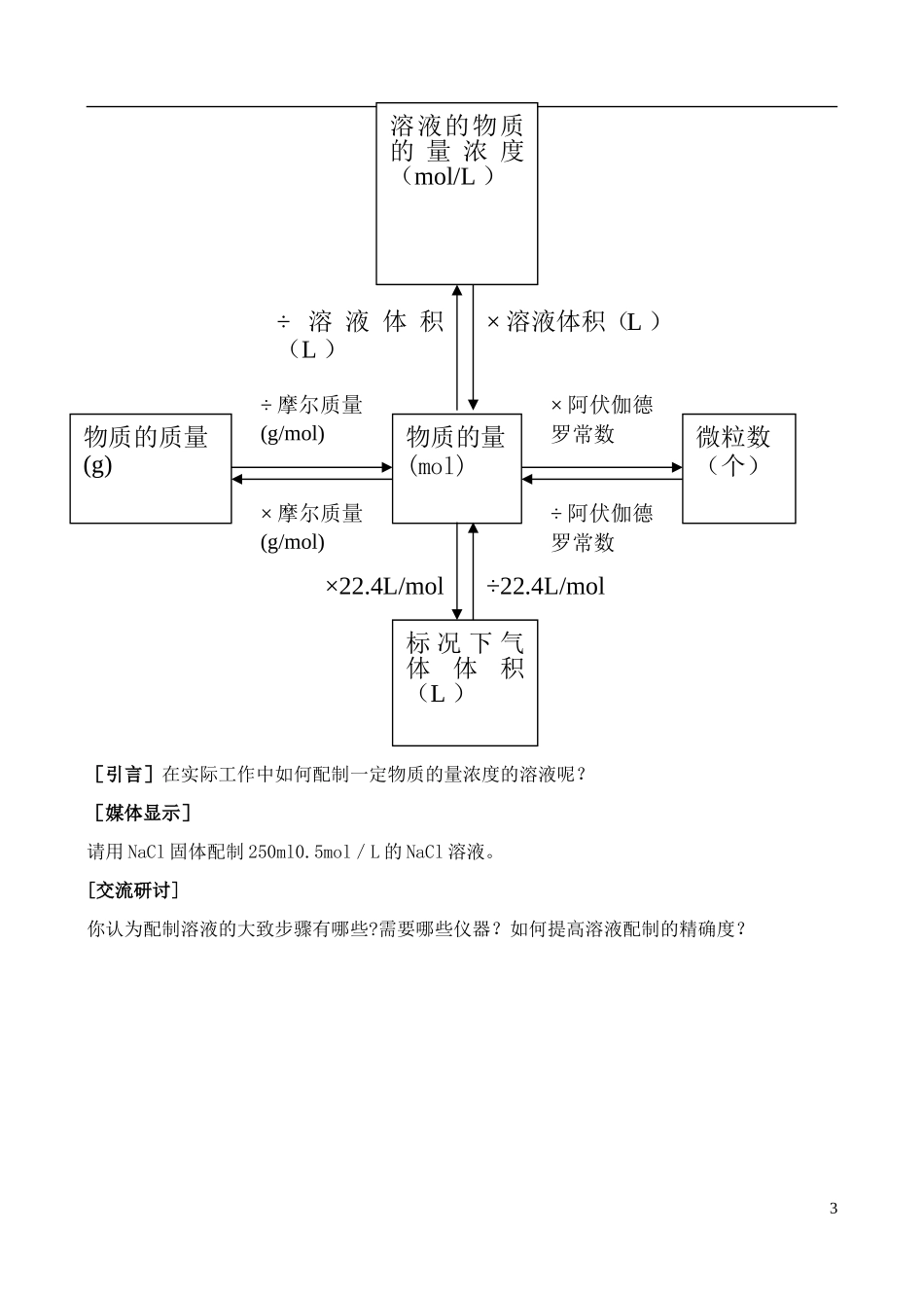 高中化学 1.3《物质的量（3）》教案 鲁科版必修1_第3页
