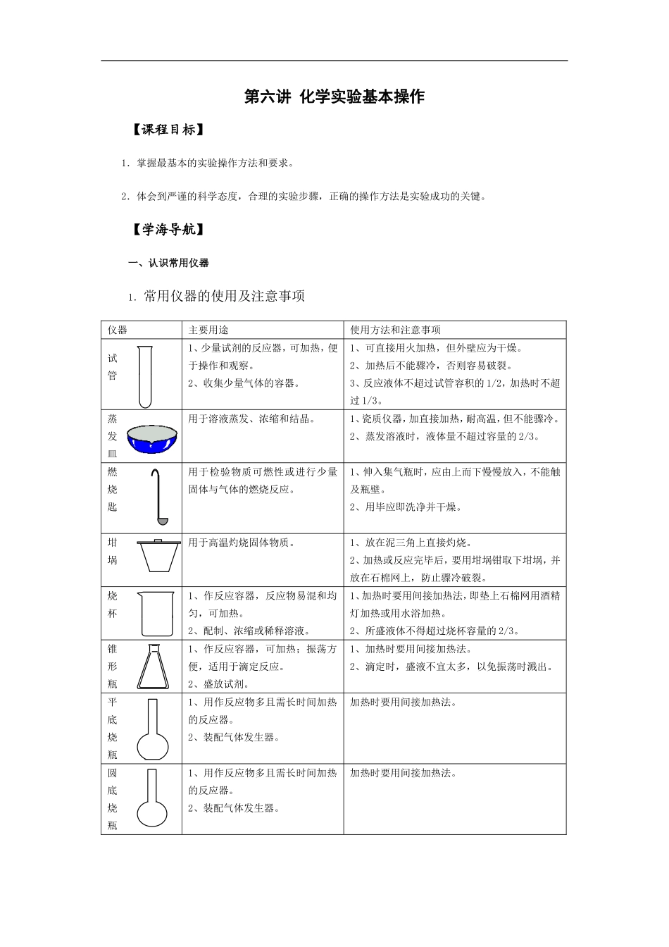 高中化学第6讲 化学实验基本操作_第1页