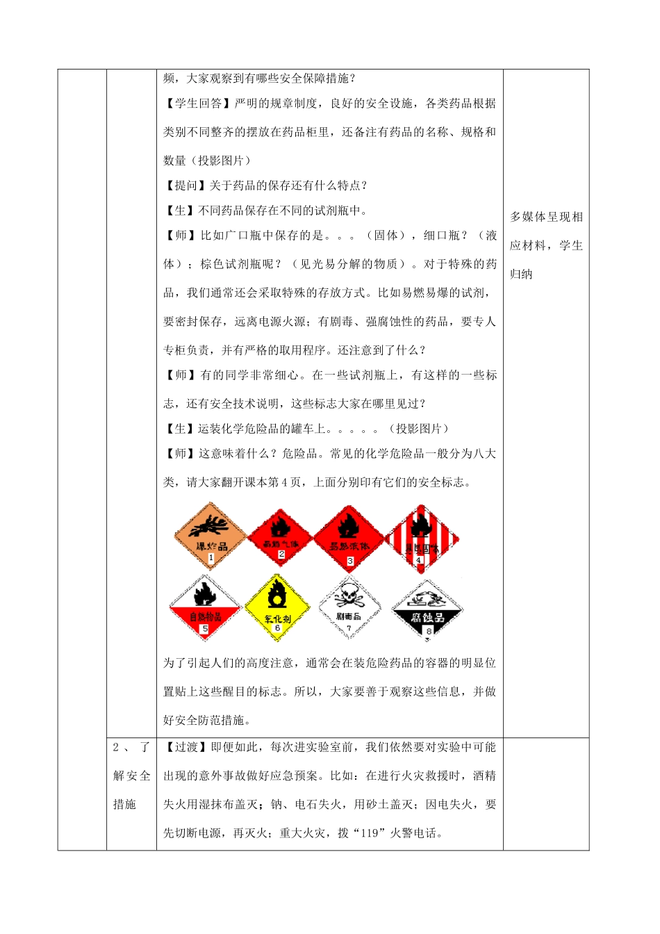 高中化学 1.1 化学实验基本方法教学设计-人教版高中全册化学教案_第3页