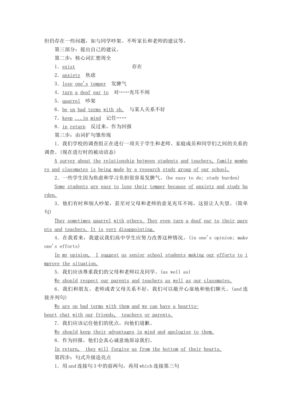 高中英语 Module 3 Interpersonal Relationships—Friendship Section Ⅴ Writing— 如何写有关人际关系、友谊的文章教案（含解析）外研版选修6-外研版高二选修6英语教案_第2页