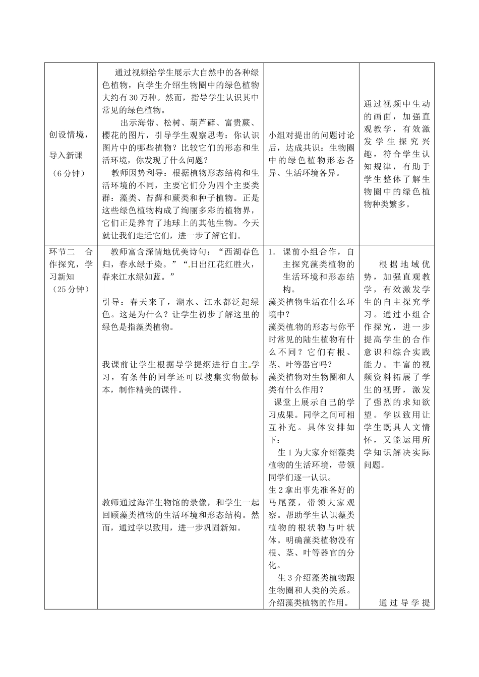 山东省枣庄市峄城区吴林街道中学七年级生物上册《11绿色植物的主要类群》教案 济南版_第2页