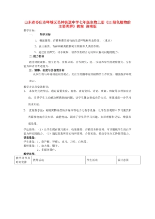 山东省枣庄市峄城区吴林街道中学七年级生物上册《11绿色植物的主要类群》教案 济南版