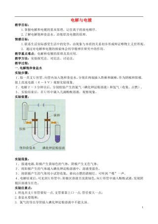 高中化学 5.2 电解与电镀教案3 苏教版选修6-苏教版高中选修6化学教案