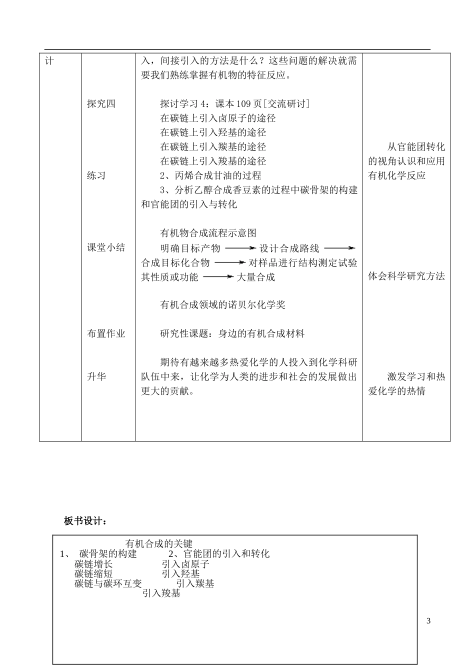 高中化学 3.1有机化合物的合成教案 鲁教版选修6_第3页