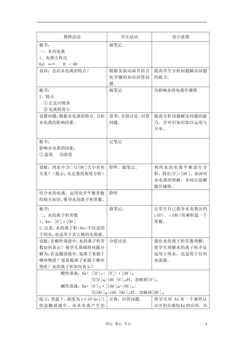 高中化学 第3章 物质在水溶液中的行为 第2节 弱电解质的电离 盐类水解教案（2） 鲁科版选修4_第2页
