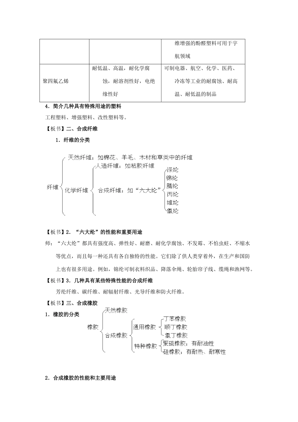 高中化学 第五章 进入合成有机高分子化合物的时代 5.2 应用广泛的高分子材料教案 新人教版选修5-新人教版高二选修5化学教案_第3页