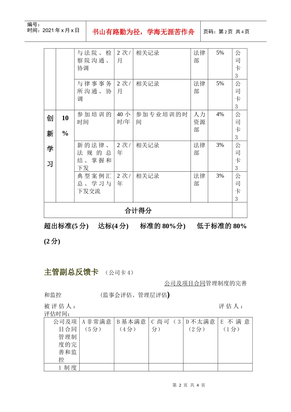 法律部绩效考核目标_第2页