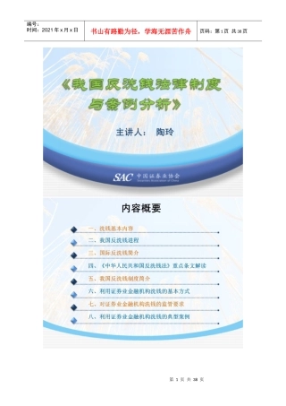 我国反洗钱法律制度与案例分析课件