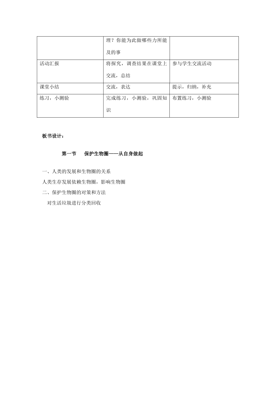 山东省淄博市沂源县燕崖中学七年级生物下册 13.2 保护环境—从自身做起教案 苏教版_第2页