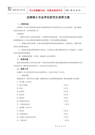 法律硕士专业学位研究生培养方案(华东政法大学)