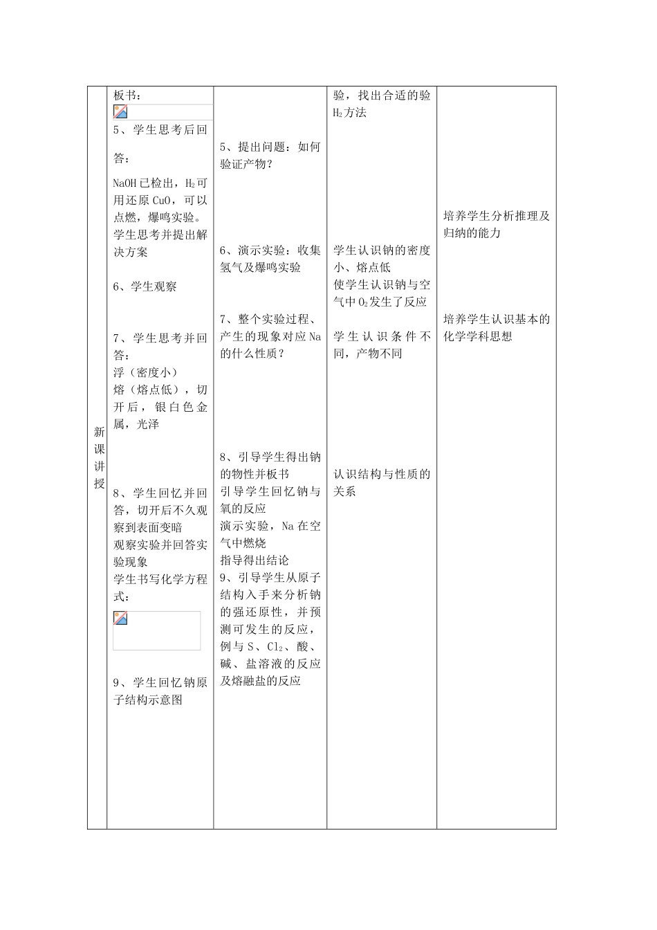 高中化学 钠与水的反应9 钠与水的教学设计-人教版高一全册化学教案_第2页