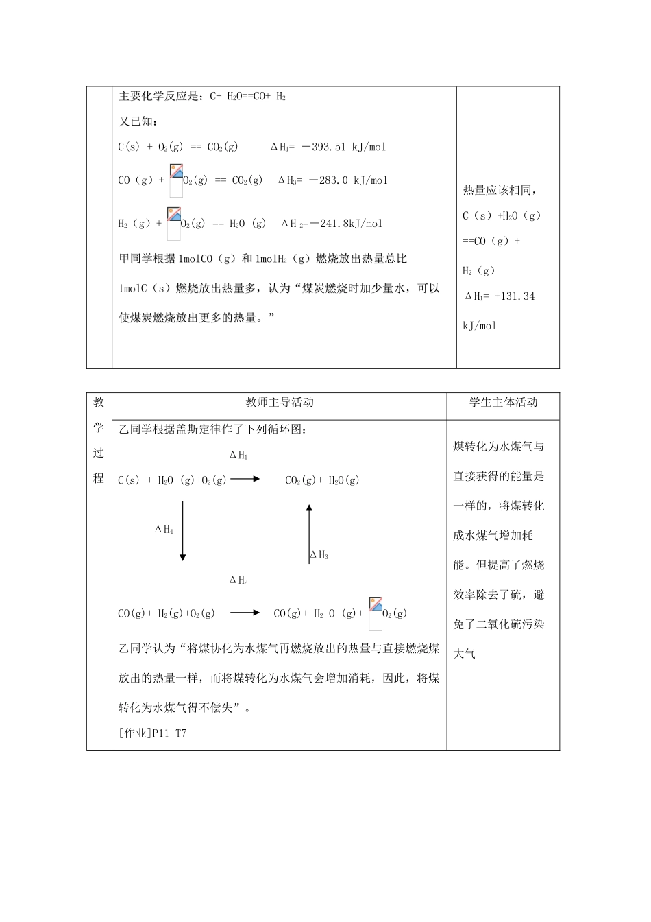 高中化学 专题1 化学反应与能量变化 1.1 化学反应中的热效应（第4课时）能源的充分利用教案 苏教版选修4-苏教版高二选修4化学教案_第3页