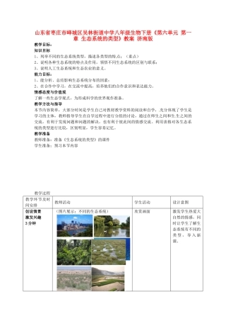 山东省枣庄市峄城区吴林街道中学八年级生物下册《第六单元 第一章 生态系统的类型》教案 济南版