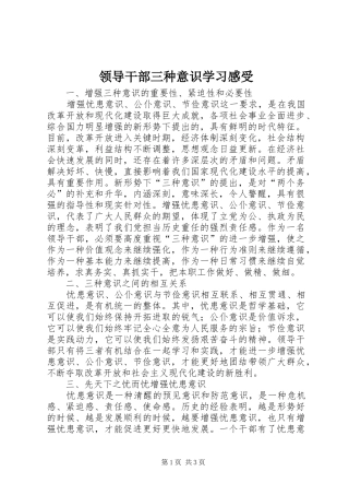 领导干部三种意识学习感受