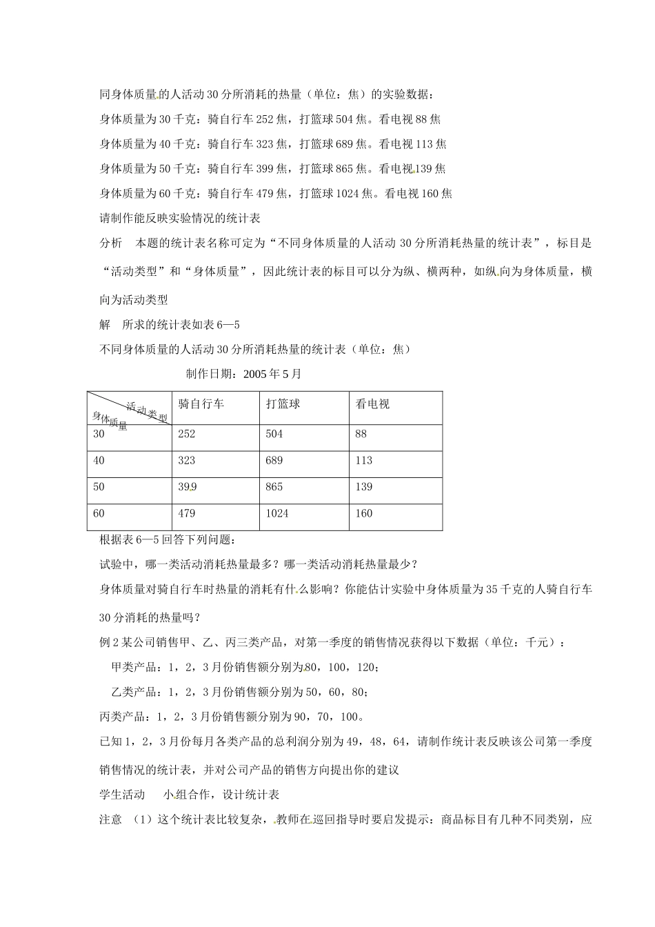 浙江省温州市瓯海区七年级数学上册《6.2统计表》教案 浙教版_第2页