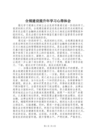 合规建设提升年学习心得体会