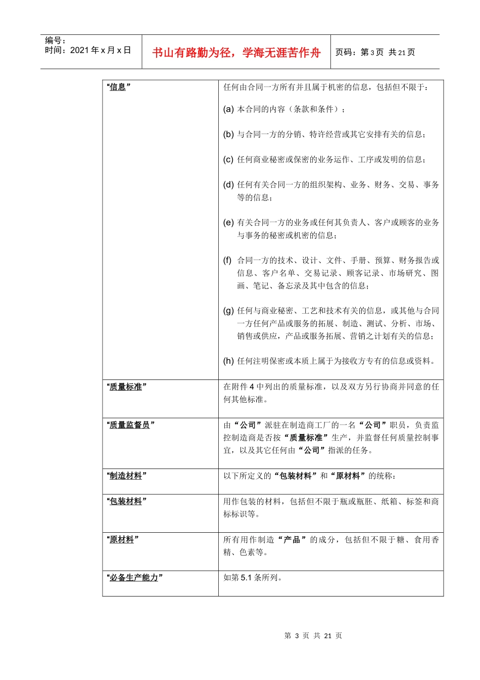 食品业OEM合同样本_第3页