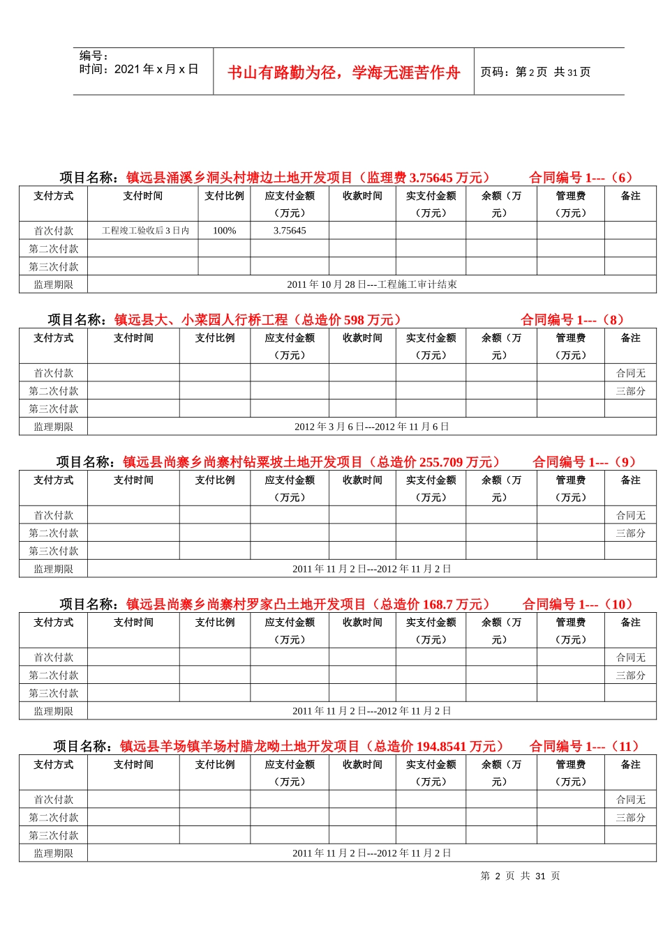 合同(贵州建安土木工程监理有限公司支付监理费时间表3_第2页