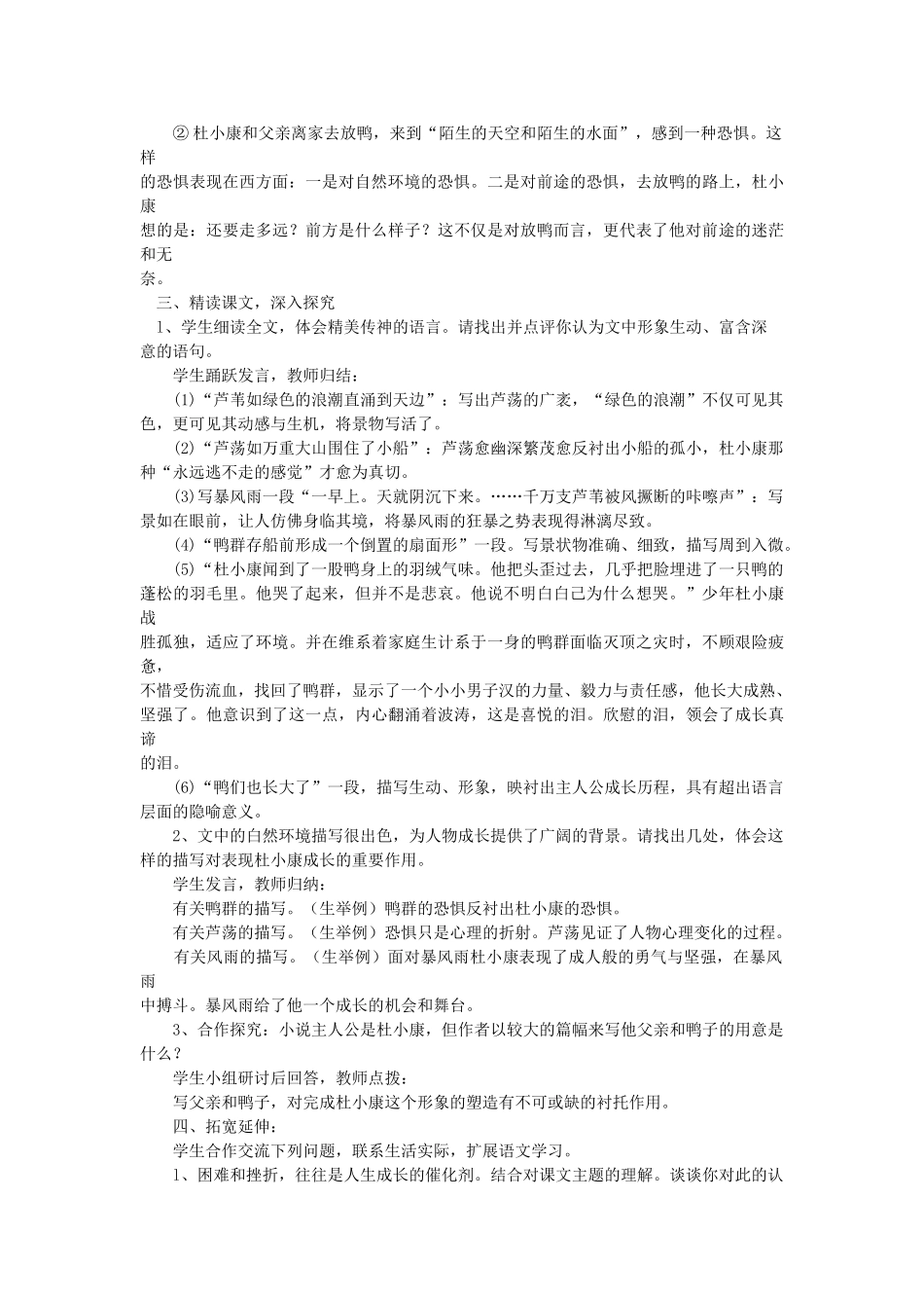 八年级语文下册 第14课 孤独之旅教案 鲁教版-鲁教版初中八年级下册语文教案_第3页