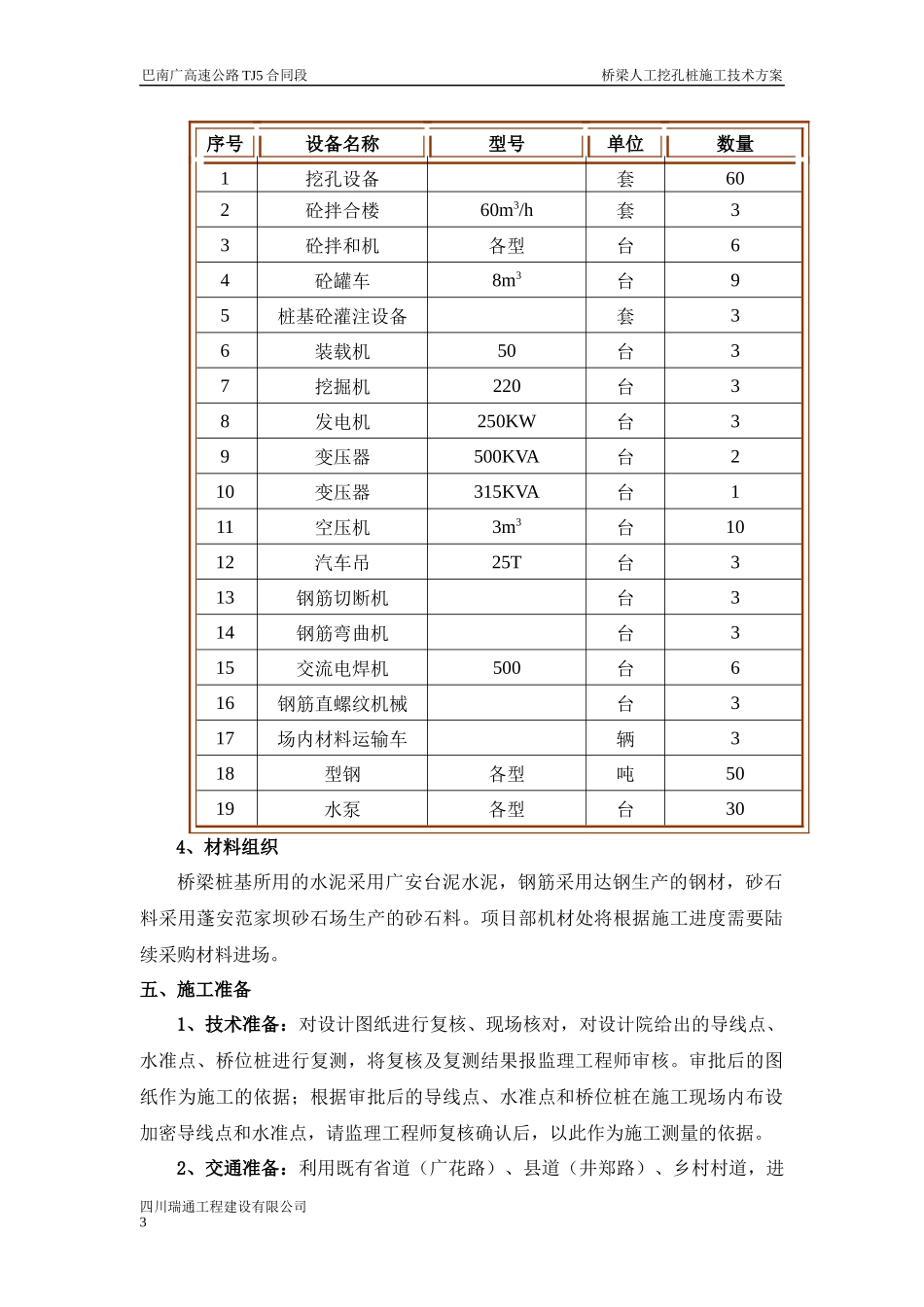 巴南广高速公路TJ5合同段桥梁人工挖孔桩施工方案(改)_第3页