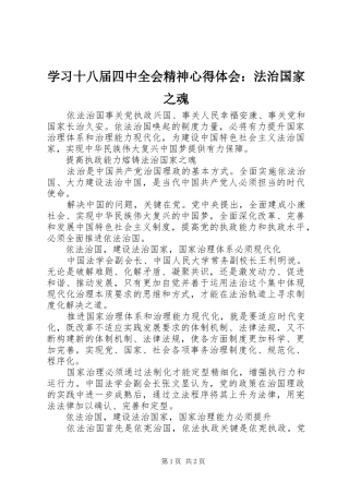 学习十八届四中全会精神心得体会：法治国家之魂