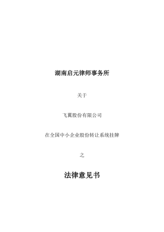 飞翼股份法律意见书