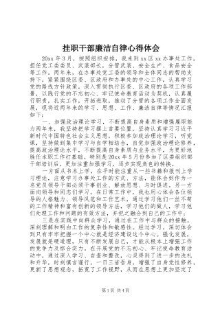 挂职干部廉洁自律心得体会