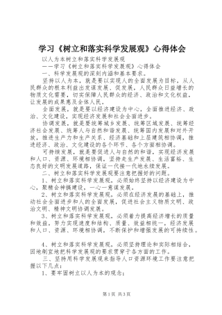 学习《树立和落实科学发展观》心得体会