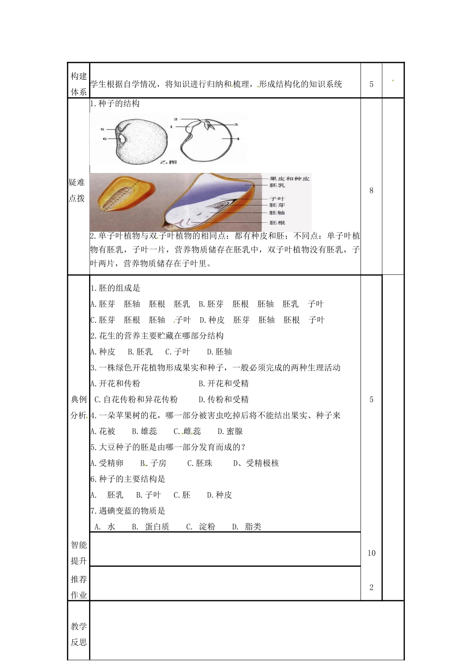 山东省邹平县实验中学八年级生物上册《4.1.4 种子的萌发》教案2 济南版_第2页